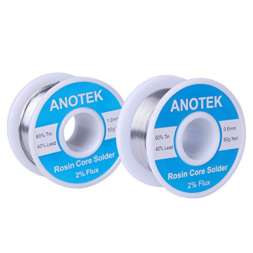 ANOTEK Solder Wire 60 40 Solder Wire Tin Lead Rosin Core  0 6mm and 1 0mm Solder Wire with Rosin for Electrical Soldering and DIY 0 6mm and 1 0mm  50g
