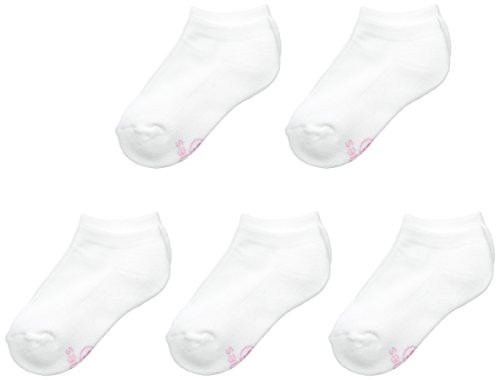 Hanes Ultimate Girls  5 Pack Low Cut EZ Sort Socks  White  Large