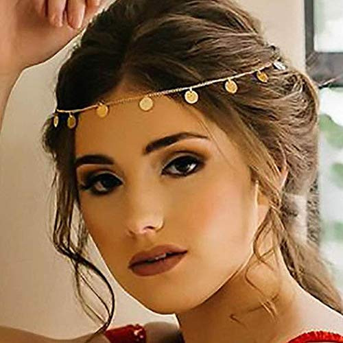 Bmadge Boho Sequins Head Chain Gold Tassel Headpiece Jewelry Dainty Dangle Hair Accessories for Women and Girls  Gold Bmadge Boho Sequins Head Chain Gold Tassel Headpiece Jewelry Dainty Dangle Hair Accessories for Women and Girls  Gold
