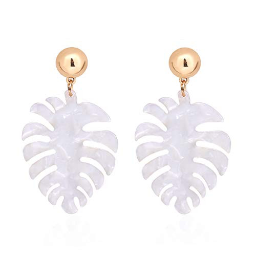Acrylic Earrings For Women Girls Statement Palm Leaf Earrings Resin monstera Drop Dangle Earrings Fashion Jewelry White Acrylic Earrings For Women Girls Statement Palm Leaf Earrings Resin monstera Drop Dangle Earrings Fashion Jewelry White
