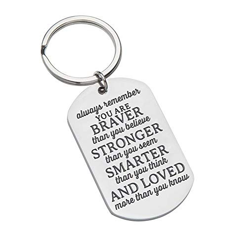 Inspirational Graduation Keychain for Class 2020 Gift for Women Men Teen Girls Boys Him Her Friends  Always Remember You are Braver Than You Believe Stronger Than Birthday for Men Teens Mothers Day