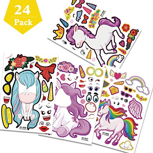 QTQYQJ 24 Make A Unicorn Stickers for Kids Unicorn Theme Birthday Party Favors   Let Your Kids Get Creative   Design Their Favorite Unicorn Stickers   Fun Craft Project for Children 3