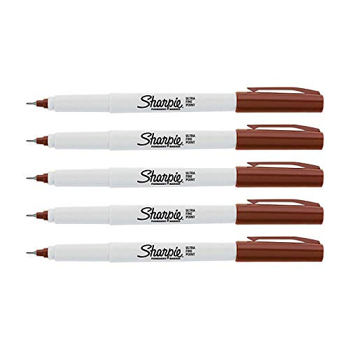 Sharpie ultra fine point permanent markers brown color   5 Pcs  of Set by Sharpie