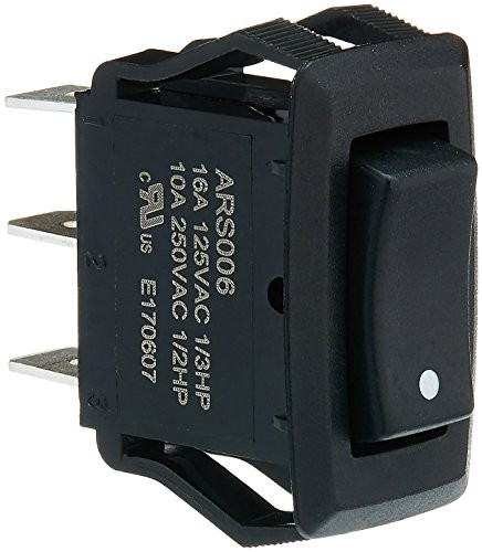 Morris 70181 Appliance Rocker Switch with Printed Dot SPDT On Off On  Quick Connect Spade Terminal  Black