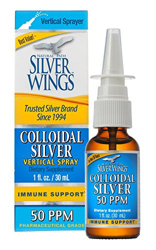 Natural Path Silver Wings Ultimate Immune Support Colloidal Silver 50PPM Vertical Spray 1 fl  oz  Golden Yellow  CSNS