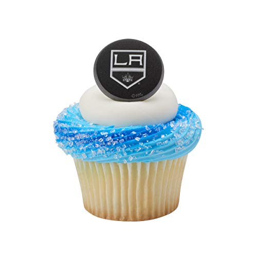 NHL LOS ANGELES KINGS Team Logo Cupcake Topper Rings   24 Pack