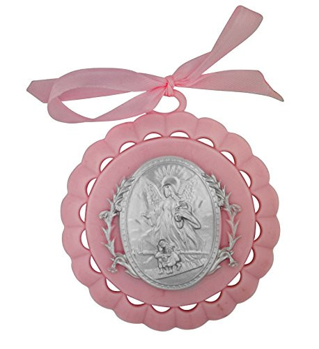 Guardian Angel Crib Medal  Pink