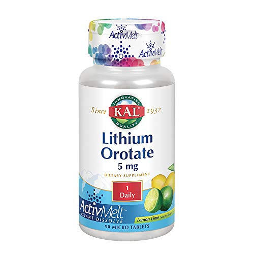 KAL Lithium Orotate ActivMelt 5mg   Low Serving Of Chelated Lithium Orotate For Bioavailability   Balanced Mood Support   Lemon Lime   90 Lozenges