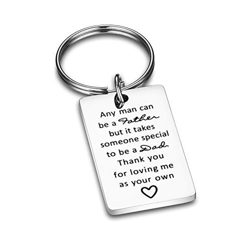 Udobuy Step Dad Keychain Gift from Daughter Son  Birthday Gift for Step Dad Stepfather Keychain Stepdad Keyring