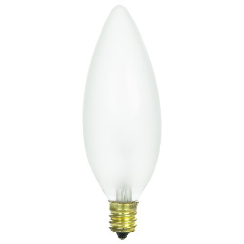 Sunlite 40CTF 32 CD2 Incandescent 40 Watt  Candelabra Based  Chandelier Bulb  Torpedo Tip  Frost  Carded 2 Pack
