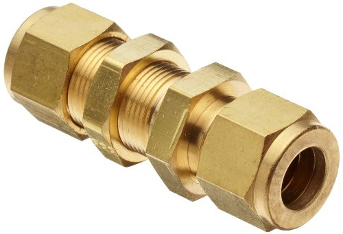 Parker A Lok 4BC4 B Brass Compression Tube Fitting  Bulkhead Union  1 4  Tube OD