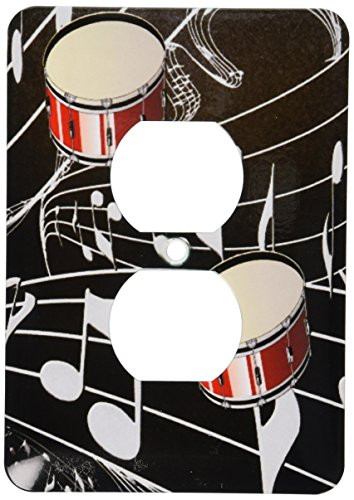 3dRose lsp_38199_6 Red Drums On Music Notes 2 Plug Outlet Cover