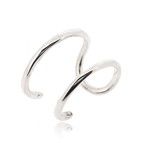 Sovats Ear Cuff Double Line Wire Wrap Earring For Women 925 Sterling Silver Rhodium Plated   High Polished 925 Sterling Silver Ear Cuff Non Piercing Clip on Cartilage Tragus Earrings