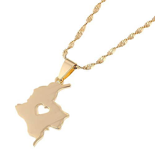 Stainless Steel Colombia Map Pendant Necklace Colombian Map Jewelry Stainless Steel Colombia Map Pendant Necklace Colombian Map Jewelry