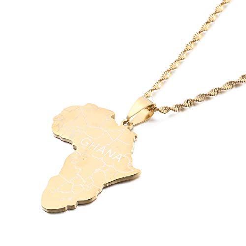 Stainless Steel Map of Africa Country Pendant Necklace Men Women Hip Hop African Jewelry Gold Ghana Stainless Steel Map of Africa Country Pendant Necklace Men Women Hip Hop African Jewelry Gold Ghana