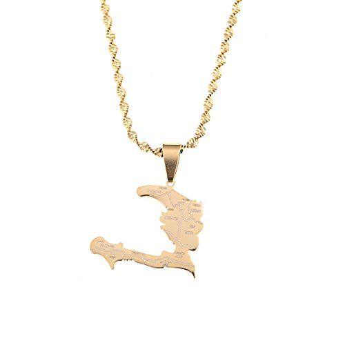 Haiti Country Map with State Name Pendant Necklace Ayiti Jewelry Gifts Map of Haiti Gold Color Haiti Country Map with State Name Pendant Necklace Ayiti Jewelry Gifts Map of Haiti Gold Color