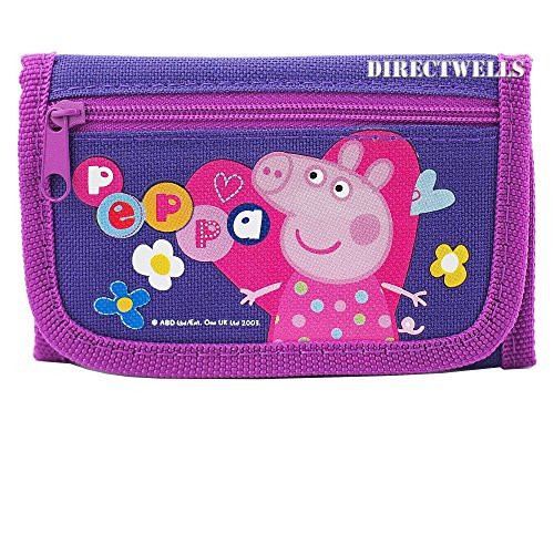 Peppa Pig Character Authentic Licensed Children Trifold Wallet  Purple