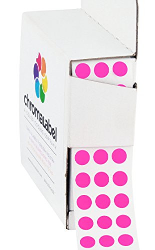 ChromaLabel 1 4 Inch Round Permanent Color Code Dot Stickers  1000 per Dispenser Box  Fluorescent Pink