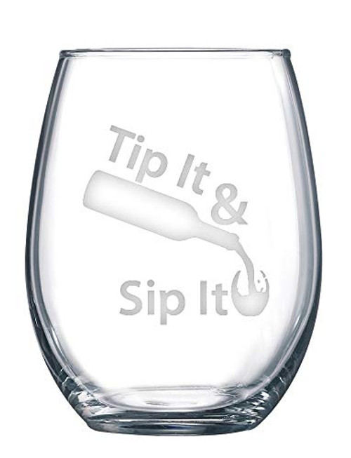 21 oz Tip it   Sip it  Stemless Wine Glass
