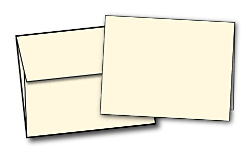 4 1 4  x 5 1 2  Heavyweight Blank Cream Natural Greeting Card Sets   20 Cards   Envelopes