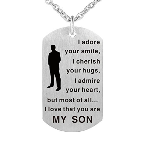 I Adore Your Smile I Admire Your Heart I Love That You are My Son   Meaningful Son Necklace Gift