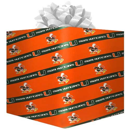 Football Fanatics NCAA Miami Hurricanes Logo Gift Wrap Paper   Orange