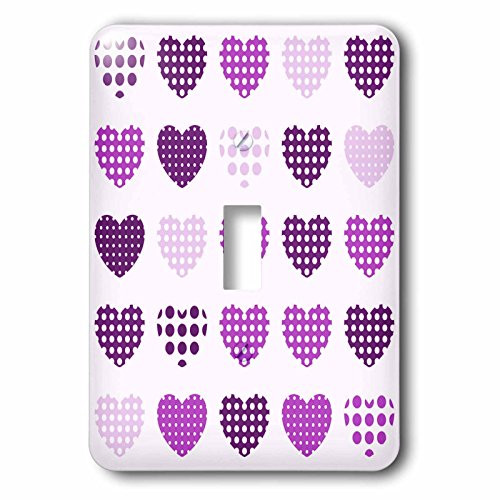 3dRose LSP_176761_1"Purple and White Polka Dot Hearts in A Row Single Toggle Switch, Multicolor