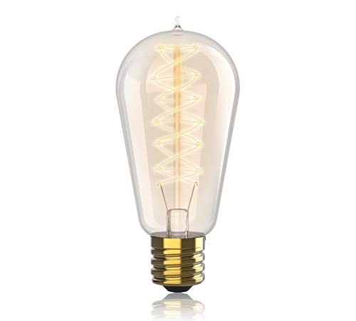 1 Pack   60 watt Vintage Edison Bulb   Spiral Cage Filament   120 Volts   Dimmable   230 Lumens   2100k   E26   ST58 Teardrop Top