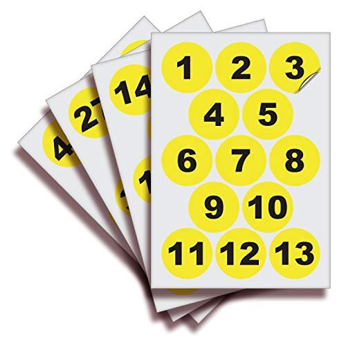 Yellow Vinyl Consecutive Number Stickers   1 to 50  2 inch Self Adhesive   Premium Decal for Indoor   Outdoor  Ideal for Inventory  Storage  Organizing  Great on Boxes  Bins  Toolbox  Lockers   More