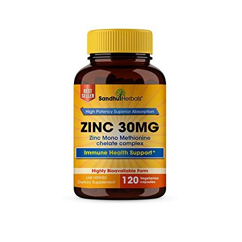 Sandhu Herbals Zinc Supplements Zinc 30mg Immune Support Zinc Mono methionine Supplements 120 Capsules Sandhu Herbals Zinc Supplements Zinc 30mg Immune Support Zinc Mono methionine Supplements 120 Capsules