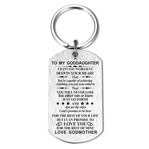 Inspirational Gift for Godson Goddaughter from Godmother Godfather I Want You to Believe Keychain for Birthday