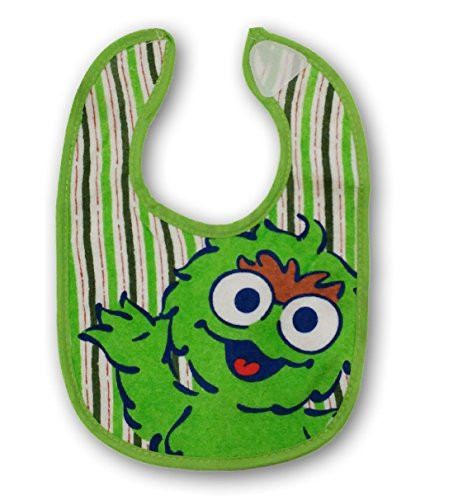 Sesame Street Oscar The Grouch Striped Terry Bib for Baby Toddler 0  Months