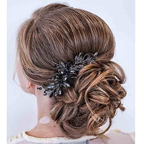 Brishow Wedding Hair Comb Rhinestones Opal Crystal Vintage Bridal Hair Clips Accessories for Women and Girls  Black