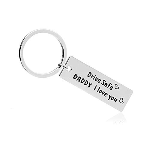ATIMIGO Father Keychain Gift Drive Safe Dad I Love You Stainless Steel Keychain Pendant Gifts for Dad Driver Trucker ATIMIGO Father Keychain Gift Drive Safe Dad I Love You Stainless Steel Keychain Pendant Gifts for Dad Driver Trucker
