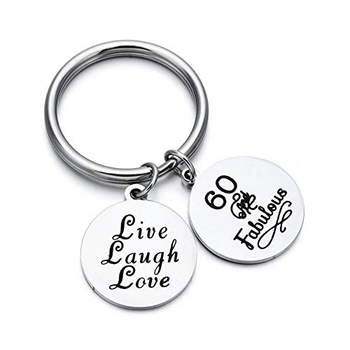 ODLADM Happy Birthday Gift 30th 40th 50th 60th Charms Key Ring for Key Holder Stainless Steel Key Chain 3cm  60th
