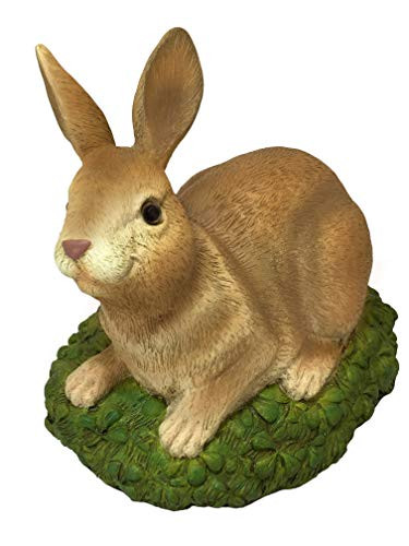 L R Rabbit Lying Down on Grassy Knoll Statue | Garden Rabbit Statue | Bunny Statue for Home and Outdoor Decor, 6.5-Inch