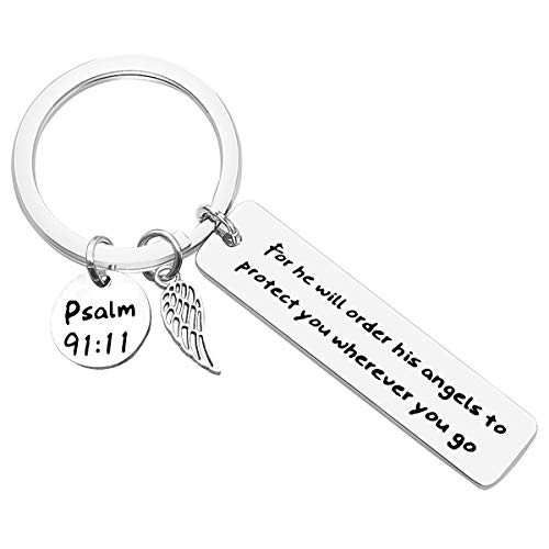 Bible Verse Keychain Christian Gift Religious Jewelry For He Will Order His Angels To Protect You Wherever You Go Faith Key Chain Christian Keychain Thanksgiving Christmas Easter Prayer Gift