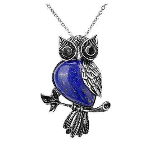 JOVIVI Owl Gifts Vintage Owl Necklace Healing Crystals Stone Pendant Necklaces for Women Men Dyed Lapis Lazuli Gemstone Jewelry Reiki Spiritual Energy Lucky JOVIVI Owl Gifts Vintage Owl Necklace Healing Crystals Stone Pendant Necklaces for Women Men Dyed Lapis Lazuli Gemstone Jewelry Reiki Spiritual Energy Lucky
