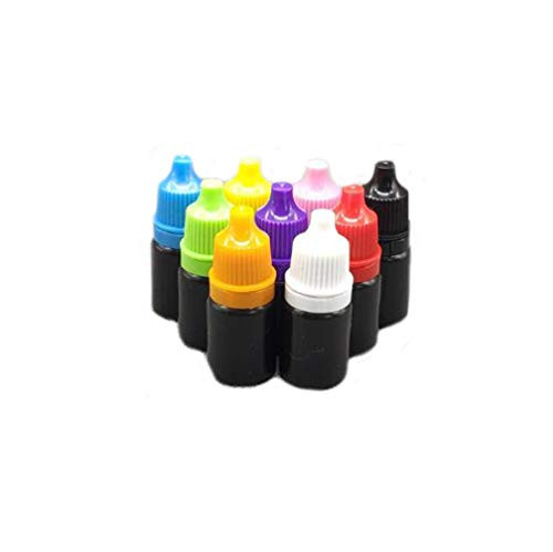 Flyusa 50pcs 5ml Empty Black Plastic Squeezable Dropper Bottles Eye Liquid Dropper Bottles with Childproof Cap Color in Random