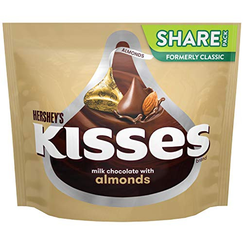 HERSHEY S KISSES Chocolate Candy with Almonds  10 oz Bag