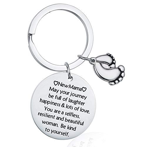 MADAOGO Mom to Be Gifts New Mom Keychain Pregnancy Announcement Gift Pregnant Mom Gifts First Time Mom Gift Baby Footprints Charm
