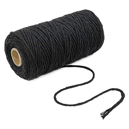 Black String 3mm Black Twine Cotton Bakers Twine 328 Feet Cotton Cord Crafts Gift Twine String Christmas Holiday Twine