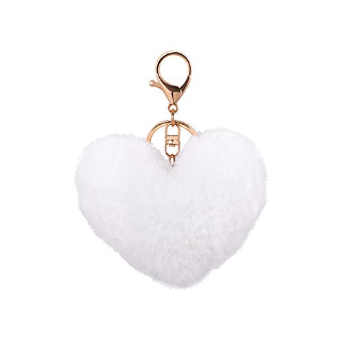 Fluffy Ball Keychain Pom Pom Charm Fur Ball Keyring for Women Purse Bag Car Key
