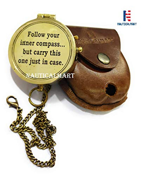 NauticalMart Brass Compass Engraved with Follow Your Inner Compass for Occasional Gift