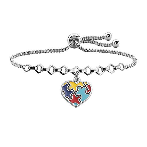 Autism Awareness Keychain Gifts for Autistic Colorful Puzzle Piece Key Ring Set of 2  Autism Awareness bracelet