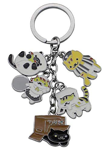 GK O Cute Cat Metal Key Ring Key Pendant Cat Backyard Cat Keychain Charm  B
