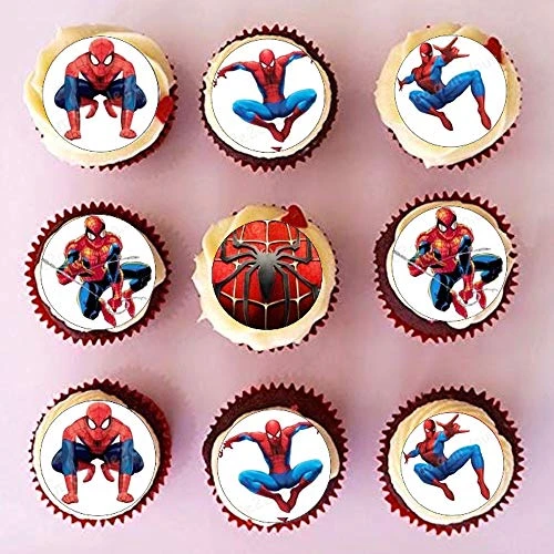 Edible Spiderman Boy Cupcake Toppers Wafer Paper CHOCKACAKE Precut 35x Avengers Superhero Birthday Cake Topper for Kids