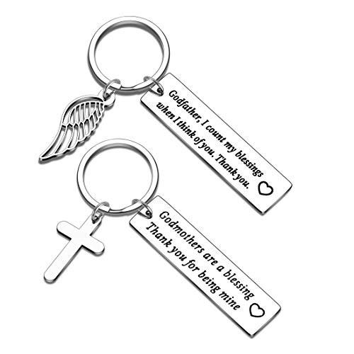 Godparent Gifts from Godchild Godson Goddaughter for Godfather Godmother Birthday Christmas Keychain for Baptism Christening Women Men