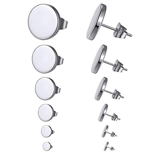 GoldChic Jewelry 6 Pairs Stainless Steel Studs For Men Women Round Stud Earrings Set Punk Style Ear Piercing Hypoallergenic  2 12mm