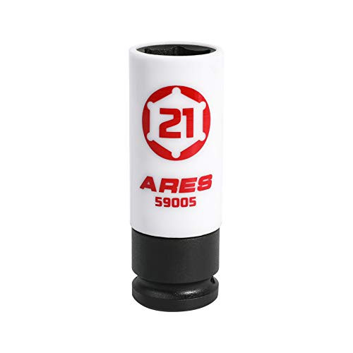 ARES 59005 21mm 1 2 Inch Drive Non Marring Lug Nut Socket   Protective Sleeve Prevents Damage to Custom Rims   Lug Nuts   Color Coded   Laser Etched for Easy Identification